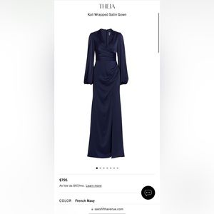 Theia Kali Wrapped Satin Gown Size 4